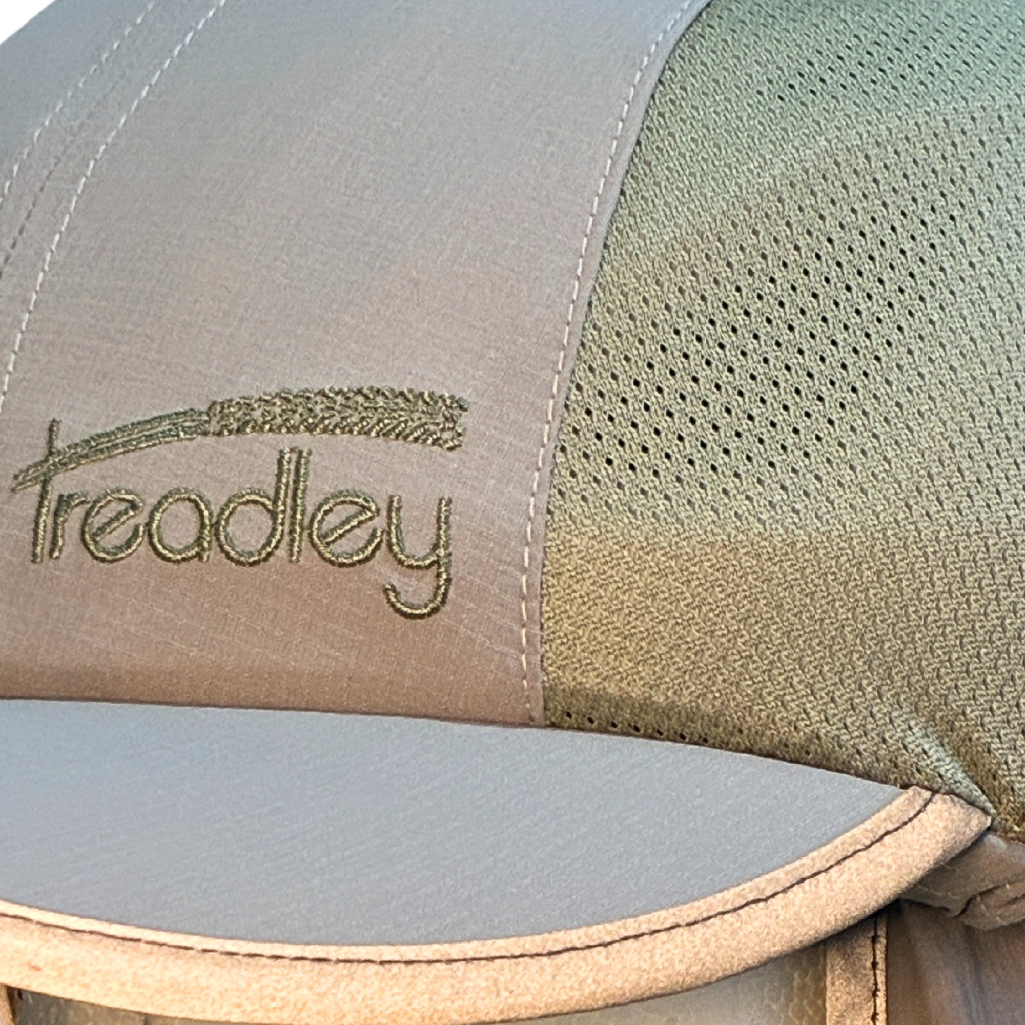 Treadley Sun Bicycle Helmet Hat UPF50+ Grey and Light Olive Green