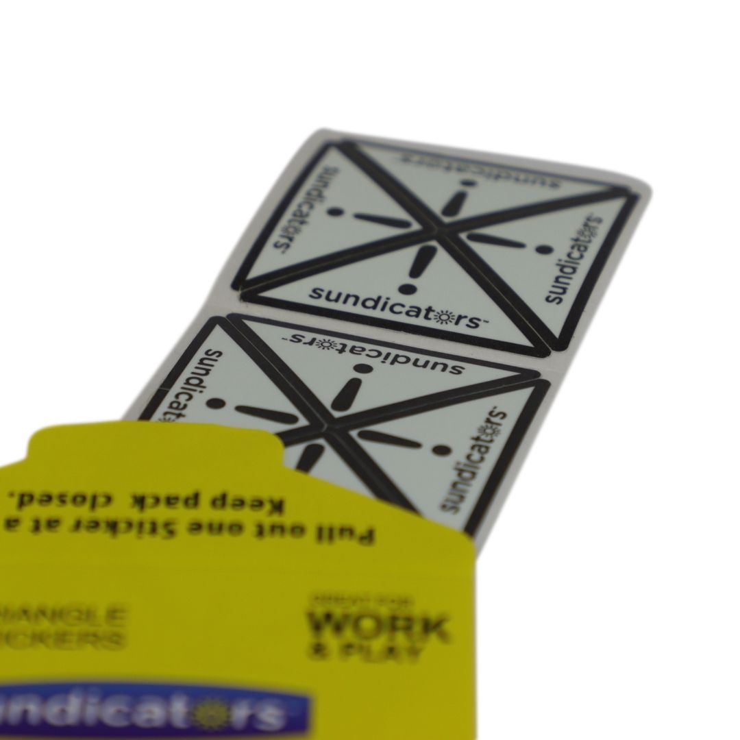 sundicators UV colour changing sunscreen stickers