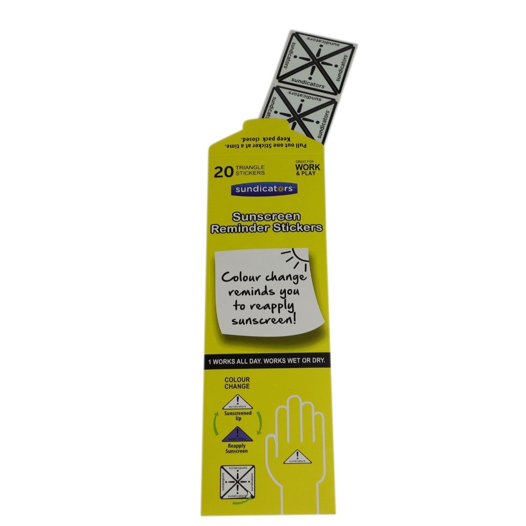 sundicators UV colour changing sunscreen stickers